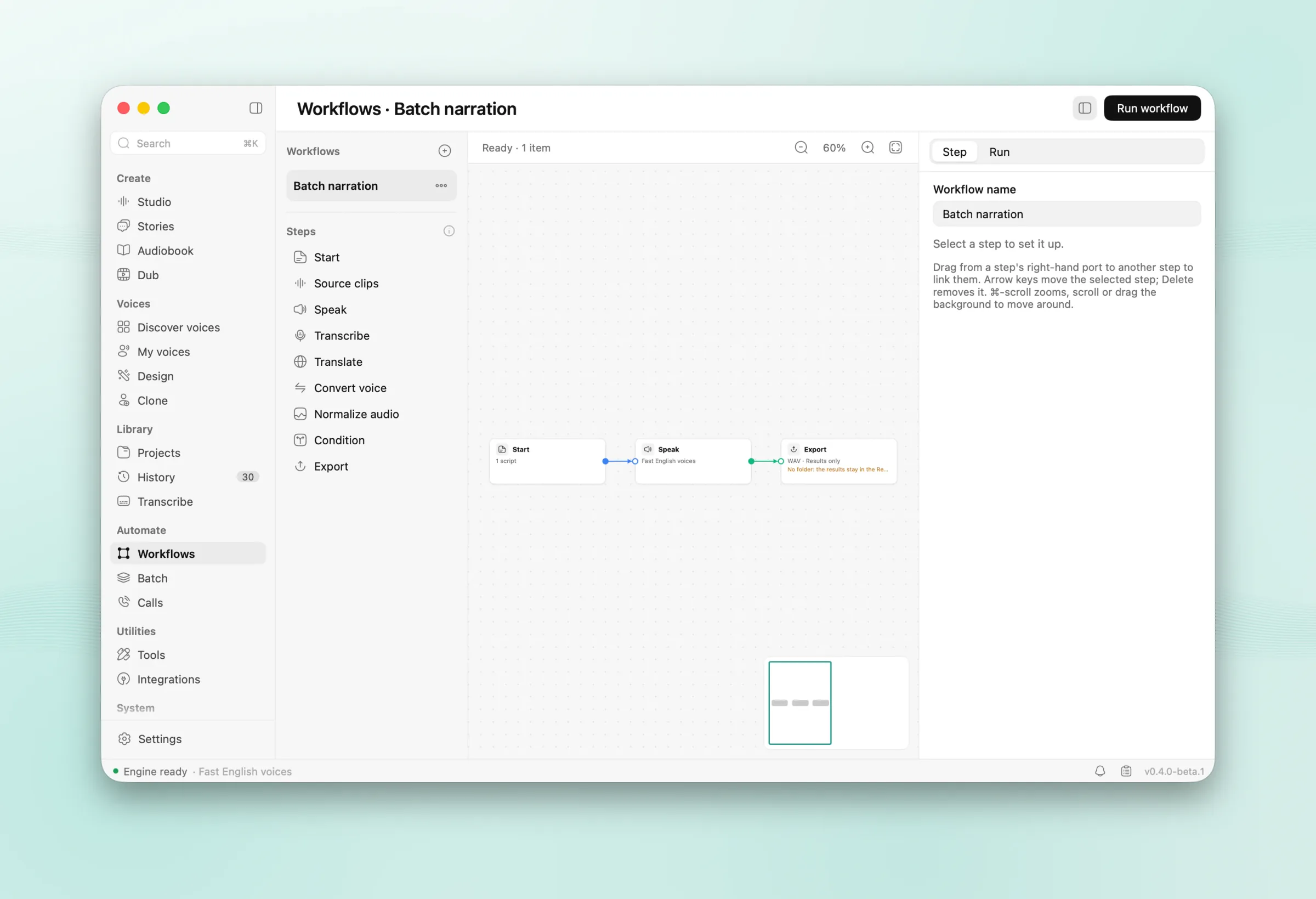 A workflow on the canvas